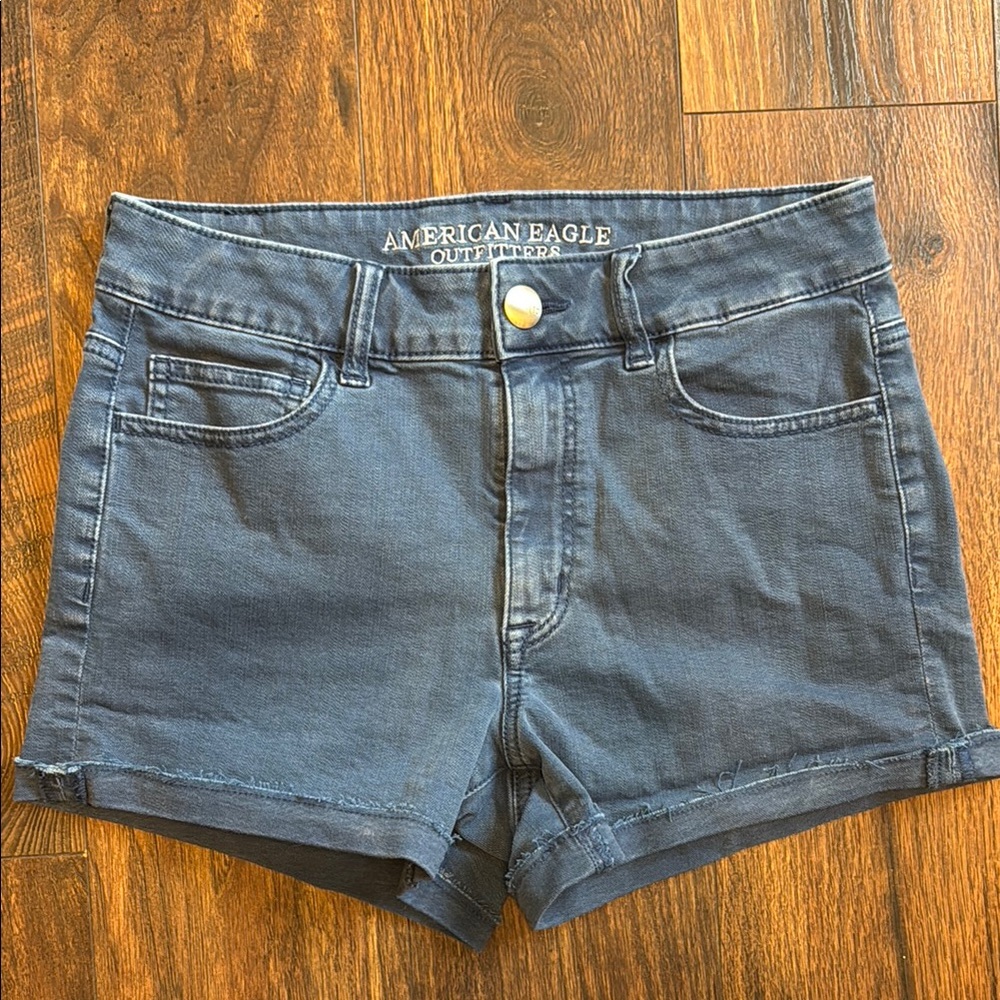 American Eagle Outfitters High Rise Shortie Blue Shorts